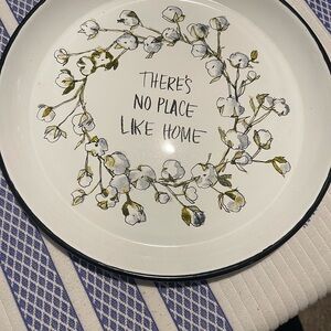 Decorative White  Enamel tray with Floral Design “There’s no place like home” 12